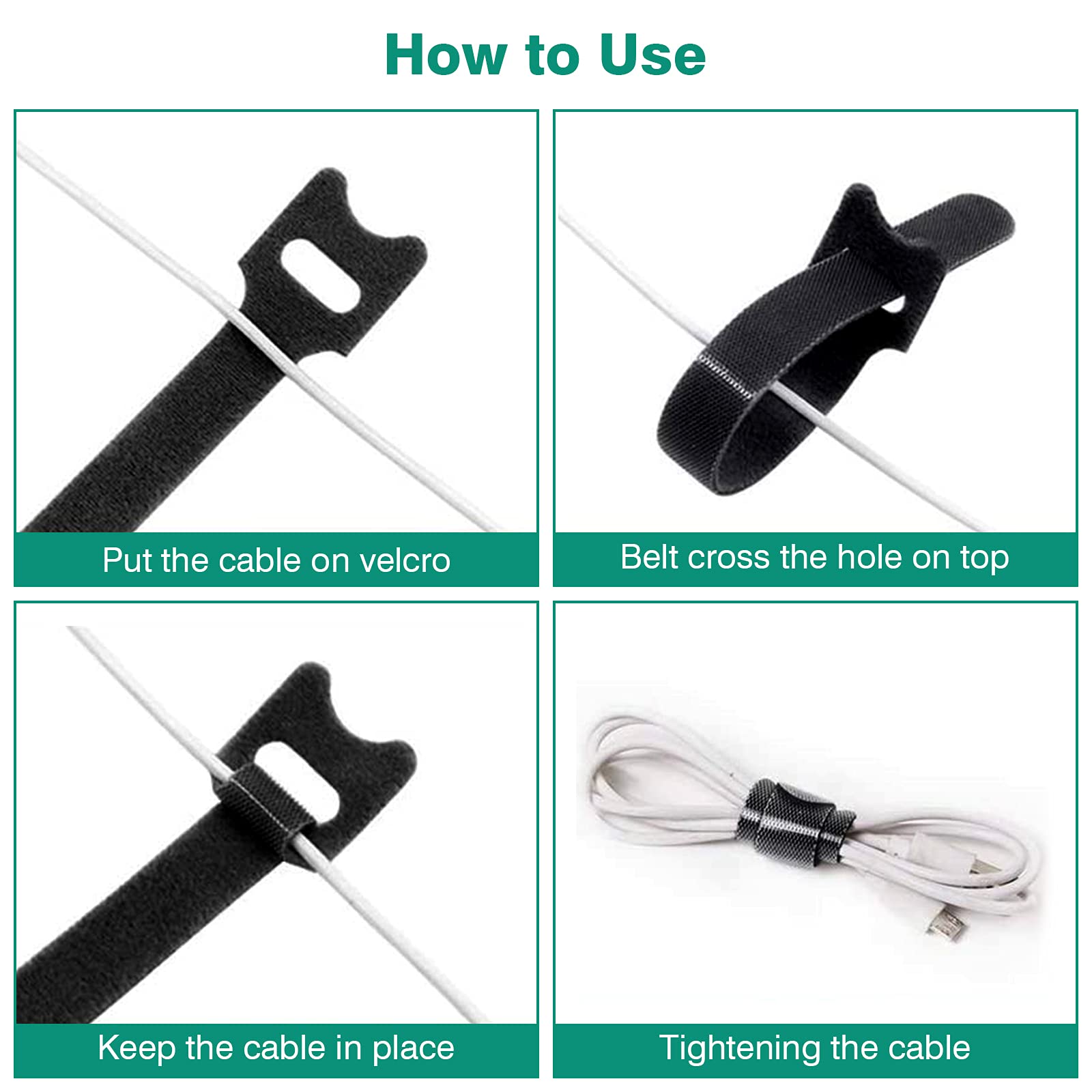 HASTHIP 30 PCS Cable Management Reusable Fastening Cable Ties Cable Organizer Used to Manage Fixed Computer Cables Plants Office Supplies Strong Nylon Material 5 Colors (30PCS)