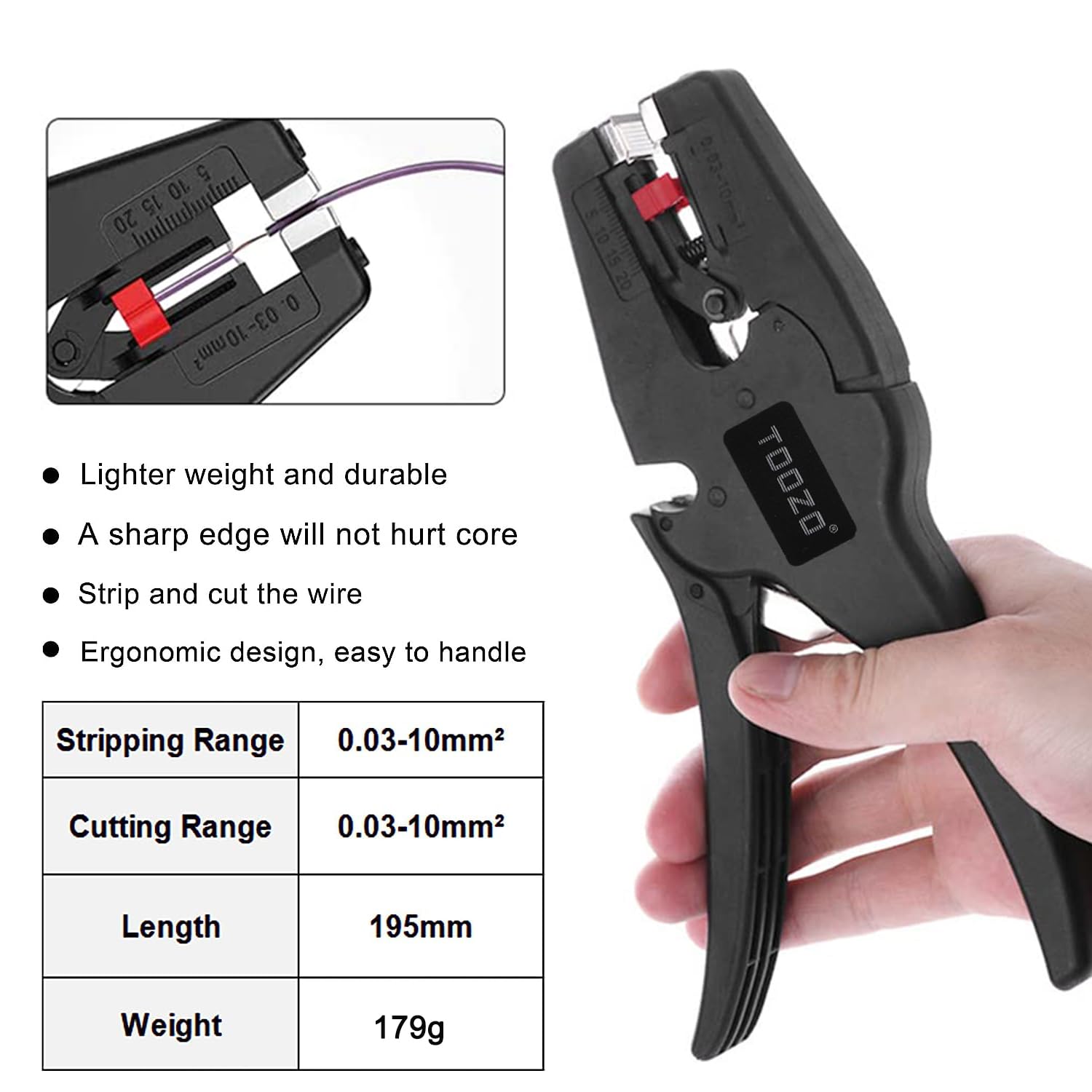 Serplex Wire Cutter Tool Wire Stripper and Cutter 2 in 1 Crimping Tool for 32 to 7 AWG Electrical Wire Cables, Automatic Cutting Plier Wire Stripping Tool for Electronic, Electric, Automotive