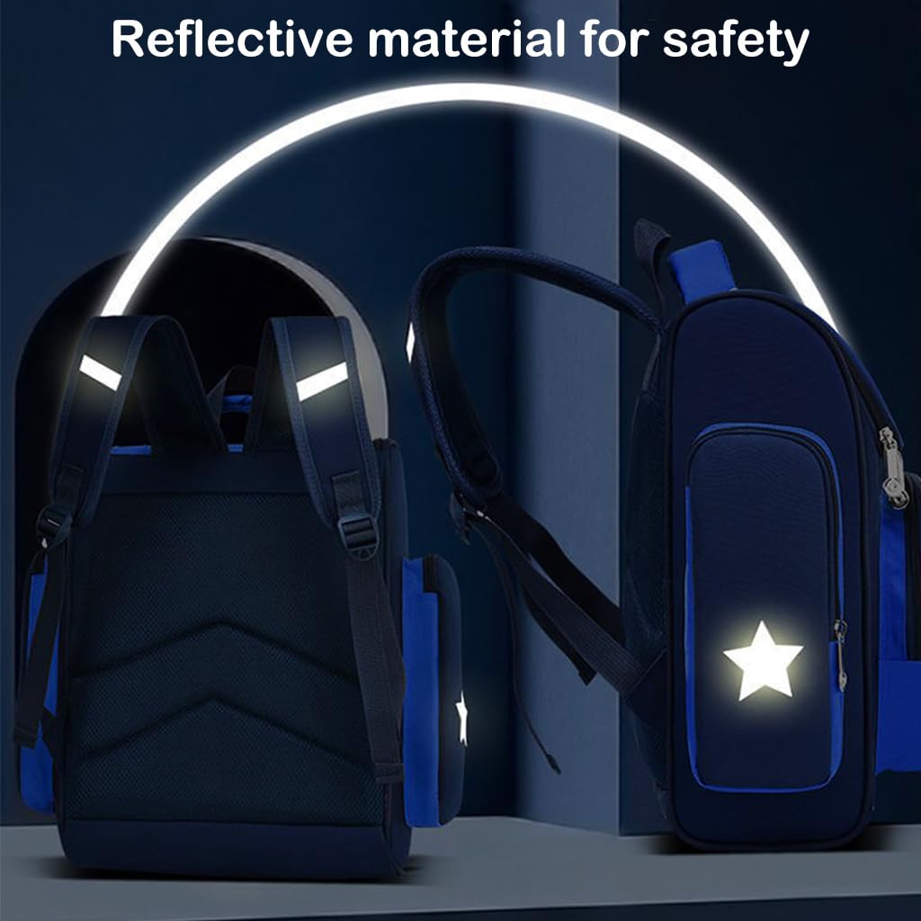 FANCYKU School Bags for Boys Spider Man Bag School Backpack Large Capacity Travel Bag For Camping, Burden-relief School Bag for Kids Boy 6-12 Years Old, Blue