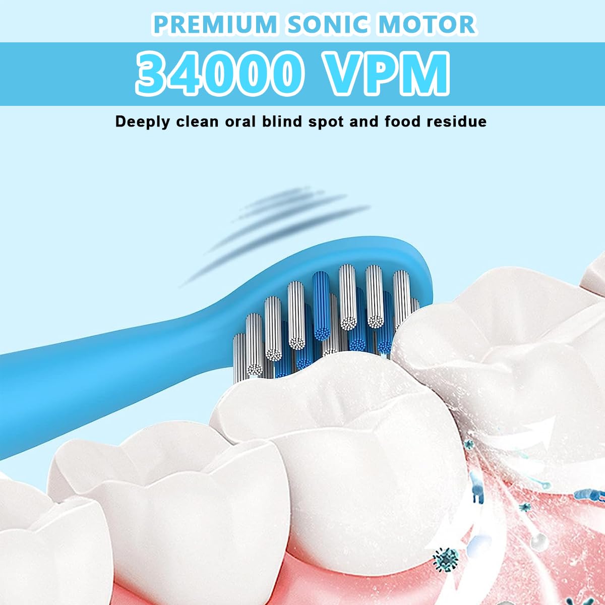 HANNEA Electric Toothbrush For Kids, Battery Powered brush tooth, Age 3+, Soft Nylon Bristles, Chargeable automatic Tooth Brush With 6 Brushing Modes, 2 Interchangeable Brush Heads(Blue)