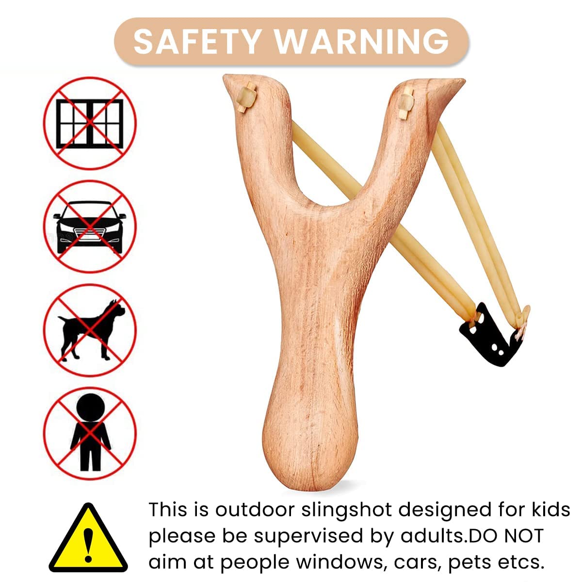 Proberos Slingshot Toy for Kids, Wooden Outdoor Catapult for Outdoor Games and Activities, Learning Sling Shot