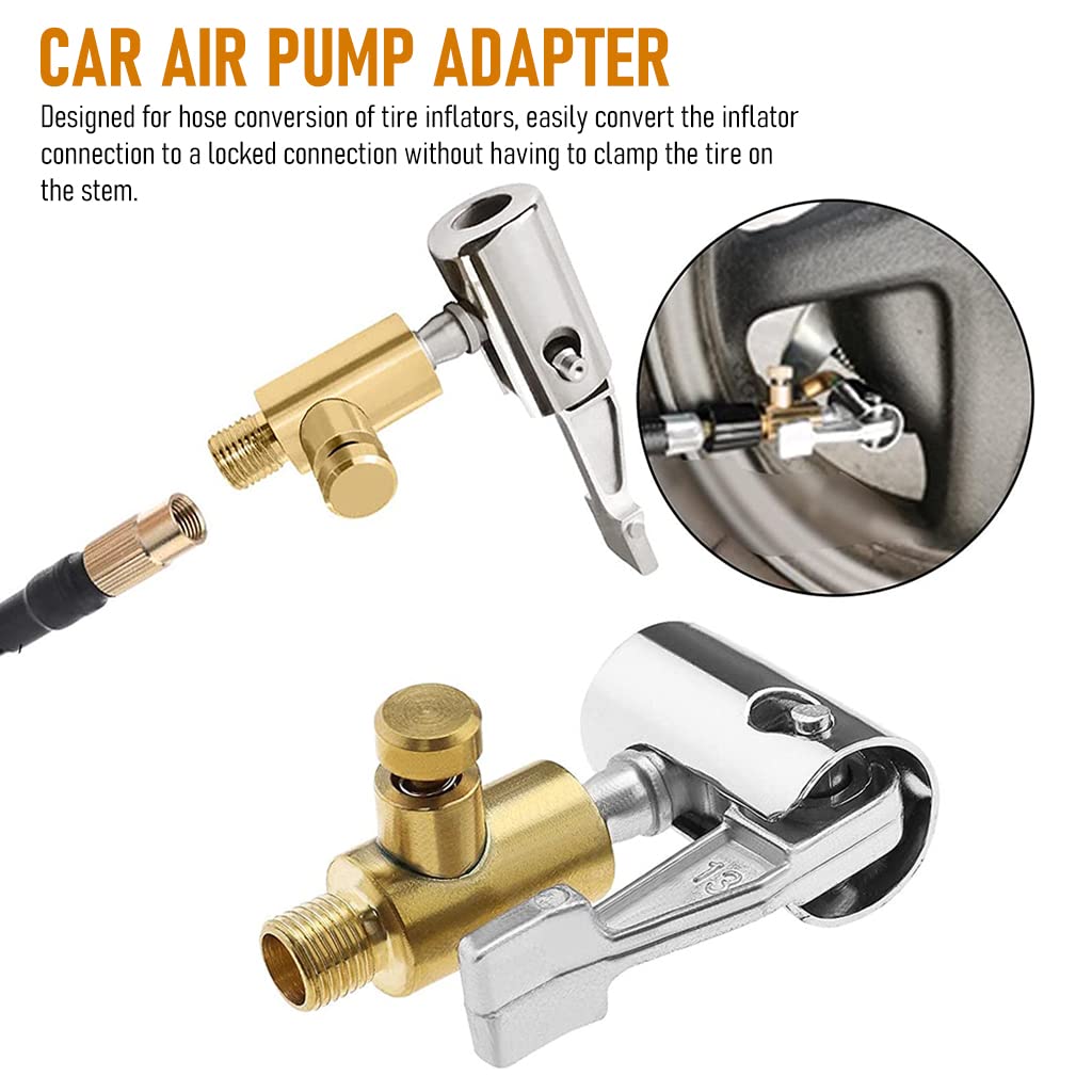 ZIBUYU Universal Car Air Pump Adapter, Car Air Inflator Adapter Connector with Deflation Replacement Tire Air Chucks Car Air Pump Thread Nozzle Adapter Car Pump Accessories for Motorcycles, Cycle - 1