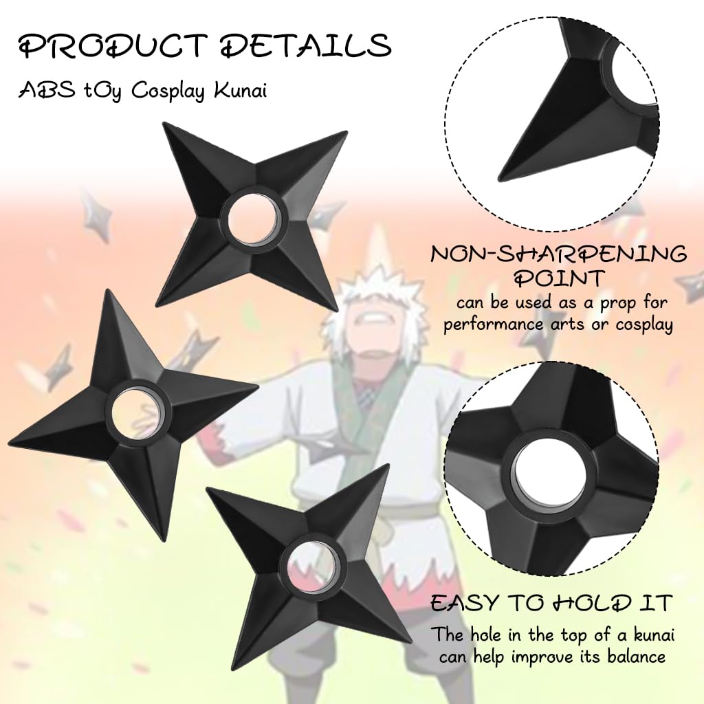 PATPAT 3Pcs Toys Shuriken Ninja 3.5 Inches ABS Cosplay Kunai Safe Plastic Shuriken Samurai Shuriken Anime Martial Art Cosplay Anime Toy Anime Accessories Anime Merchandise