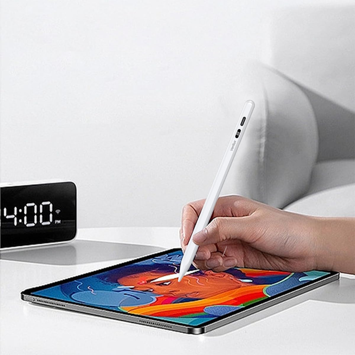 Verilux Stylus Pen for iPad 2018 and Later iPad Pencil with LCD Power Display High Precision & Double Tap ON/Off Pencil & Palm Rejection for Apple Tablet Smart Pen for Tablet with Tilt Sensitivity