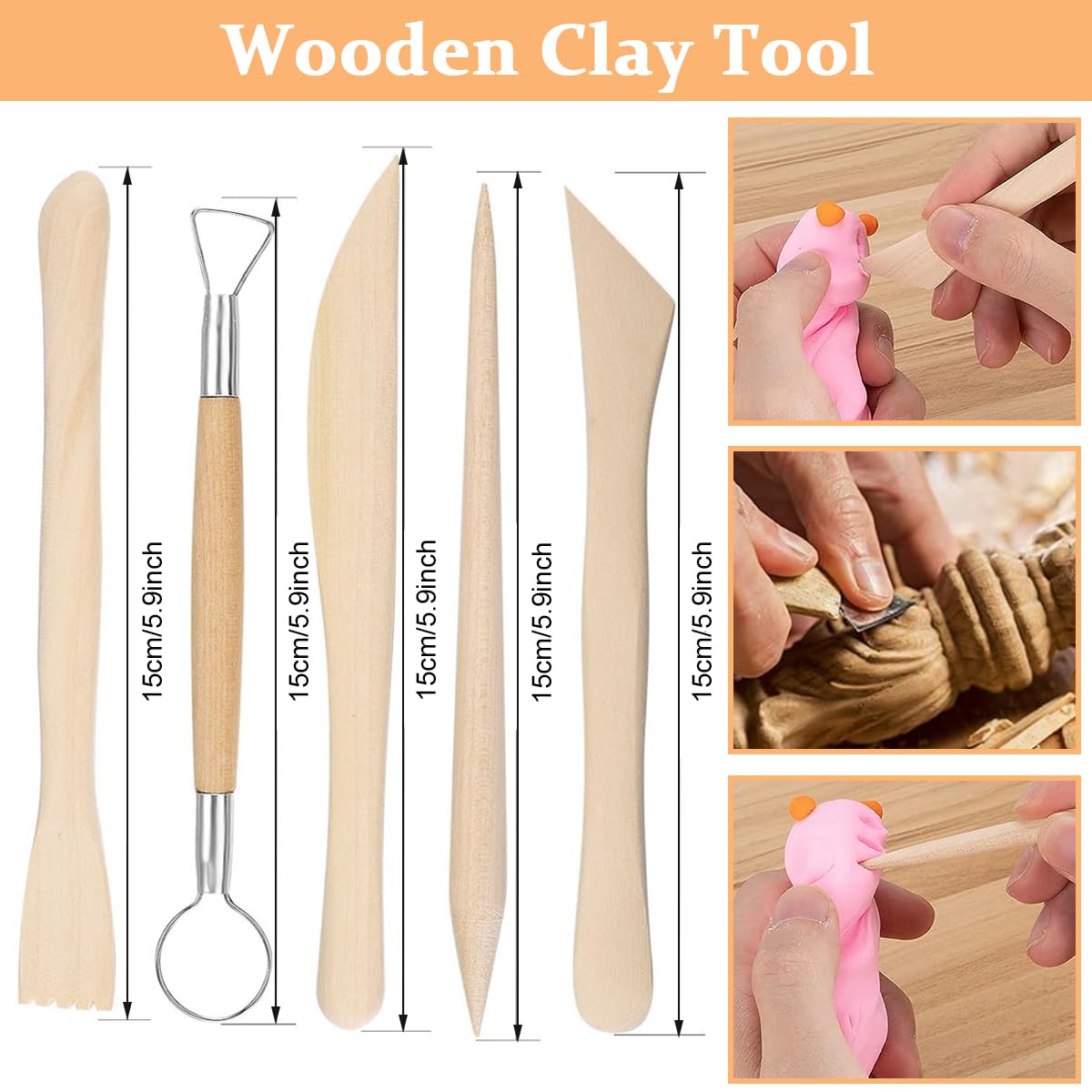 HASTHIP 25 Pcs Clay Sculpting Toolkit - Polymer Clay Tools, Ceramics Clay Sculpting Tools Kits, Air Dry Clay Tool Set for Adults, Kids, Pottery Craft, Baking, Carving, Drawing, Dotting, Molding