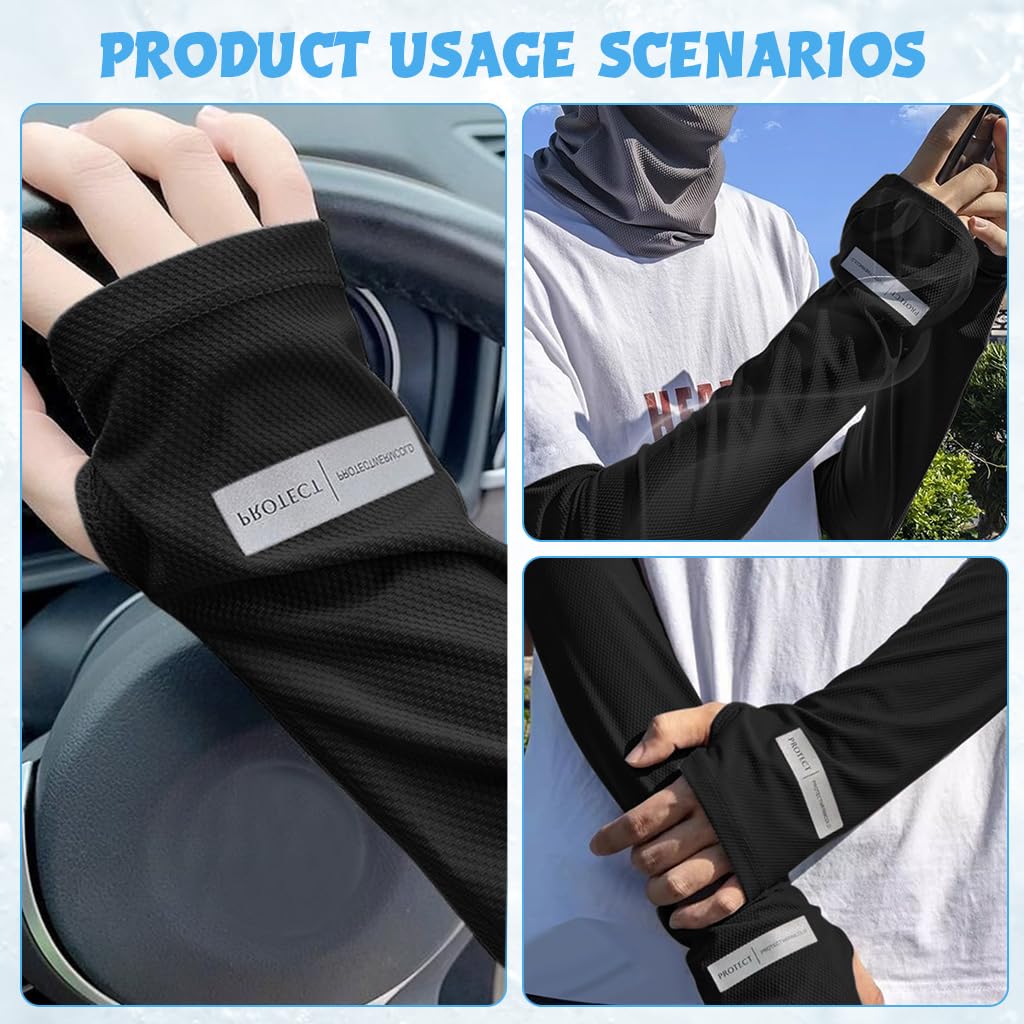 Proberos Summer Bandana Face Mask Cooling Arm Sleeves, UV Protection Neck Gaiter and Sleeves for Outdoor, Fishing Running Motorcycle, Headwear Scarf Face Coverings