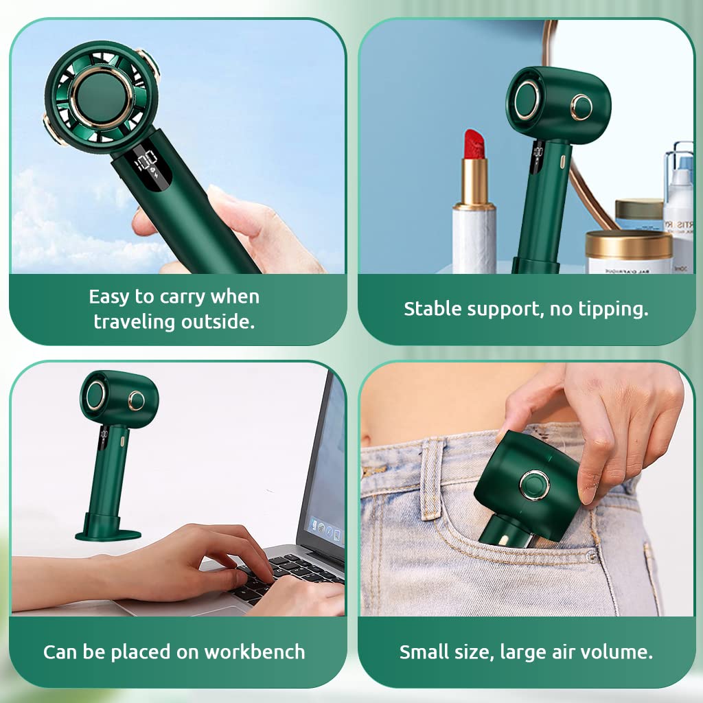 ZORBES USB Fan Mini Bladeless Fan 5-Speed USB Fan with Stand Base 3000mAh USB Fan with Digital Display, Travel USB Fan for Outdoor, Travel, Office Use