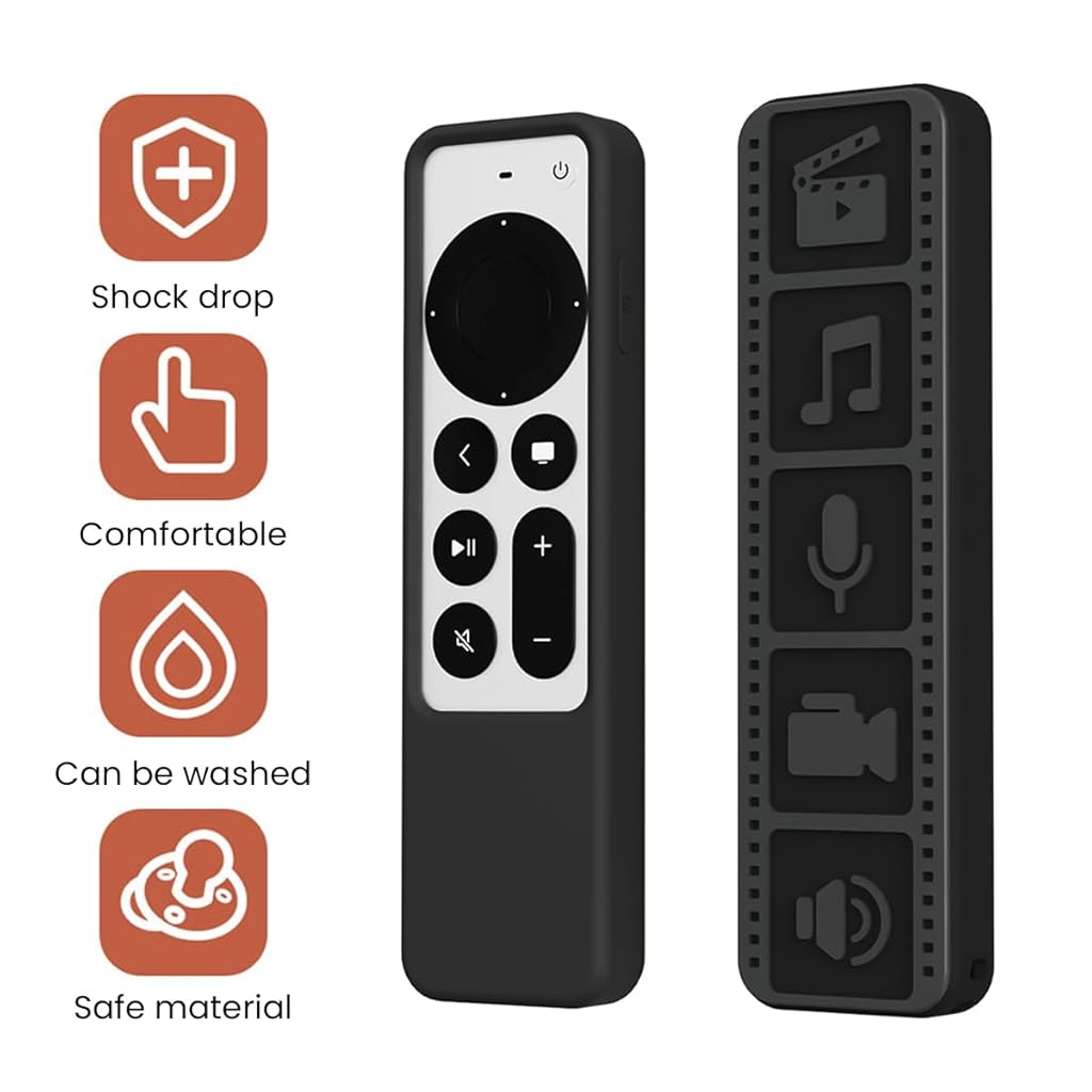 ZORBES Silicone Remote Cover for Apple TV 4K Remote Wear Resistant Silicone Protective Silicone Skin Cover Anti-Scratch Remote Case for Apple TV 4K Remote