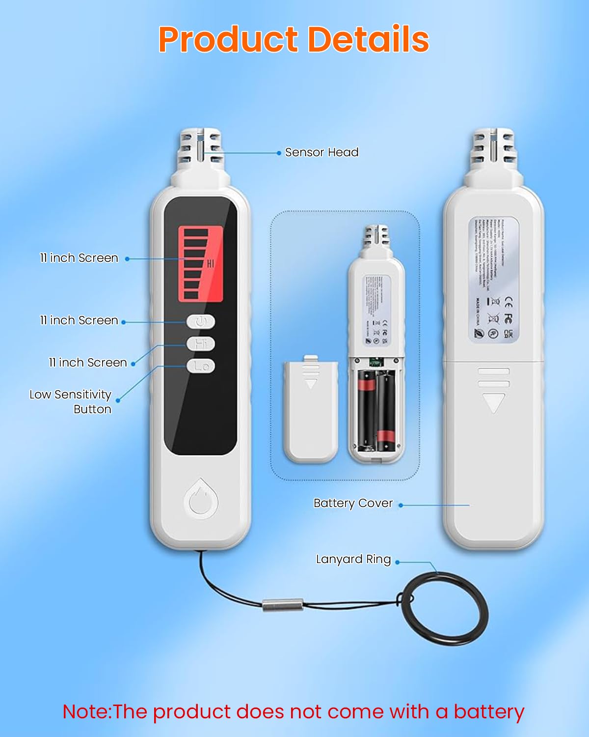 HASTHIP Gas Detector with LCD, Visual & Audible Alarms, High Precision Gas Leak Detection for Home Safety, Detects Methane, Propane, Butane, Compact Combustible Gas Sniffer (Batteries Not Included)