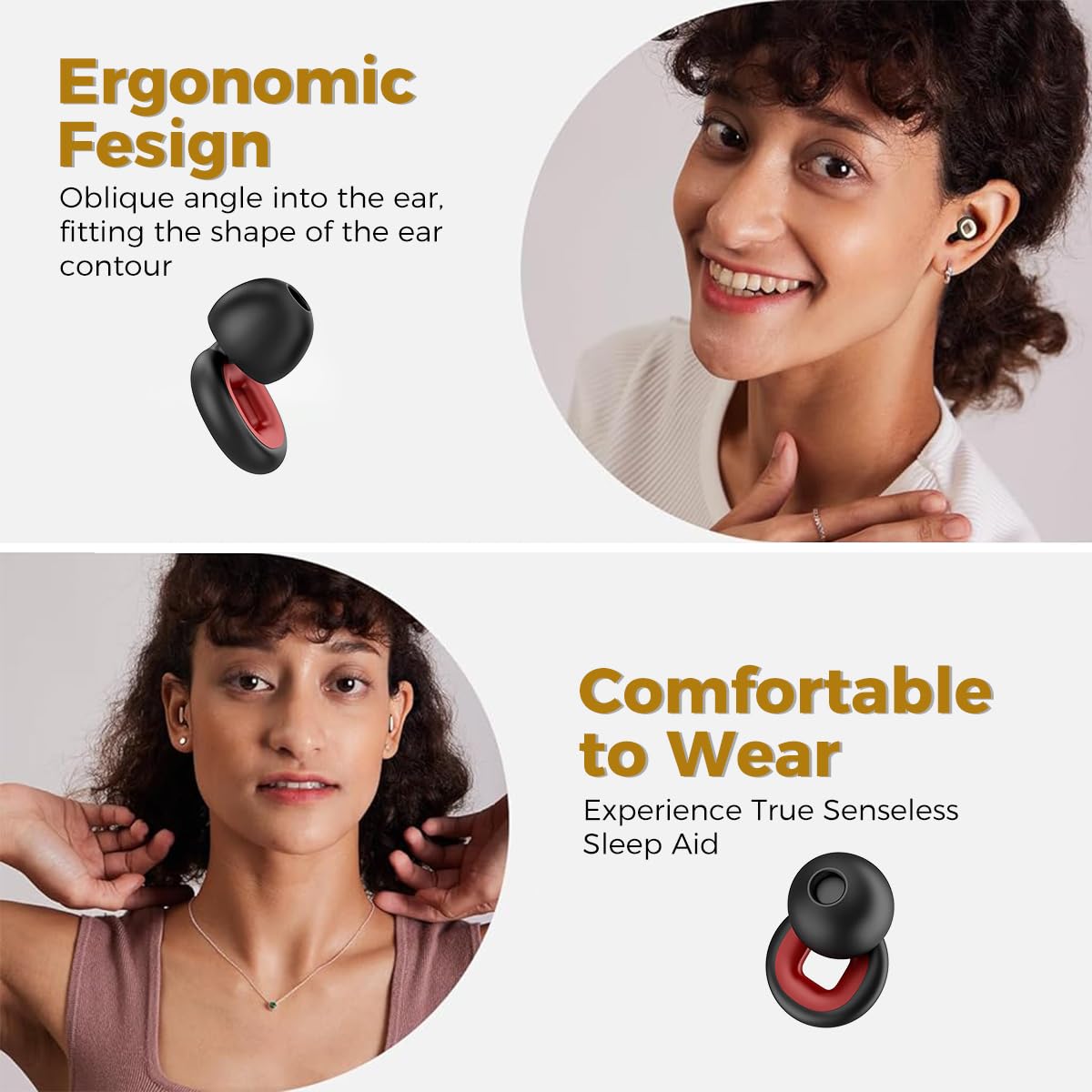 HANNEA Ear Plugs for Sleeping Noise Cancelling, Soft Silicone Hearing Protection Ear Plugs, Reusable Hearing Protection in Flexible Silicone for Sleep, Noise Sensitivity