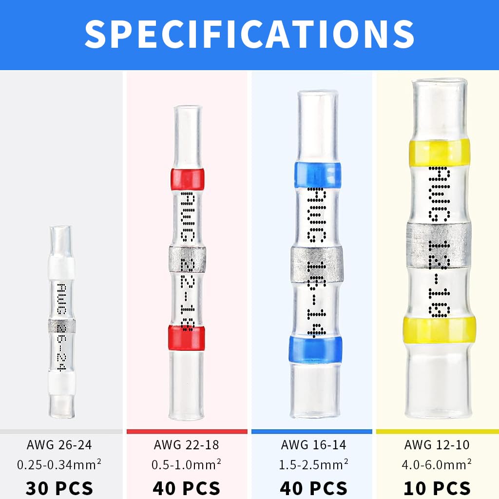 Serplex 120pcs Solder Seal Wire Connector Heat Shrink Tube Solder Connectors Solder Terminals Heat Shrink Wire Connectors Solder Sleeve Waterproof Insulated Automotive Marine Electrical Wire Terminal