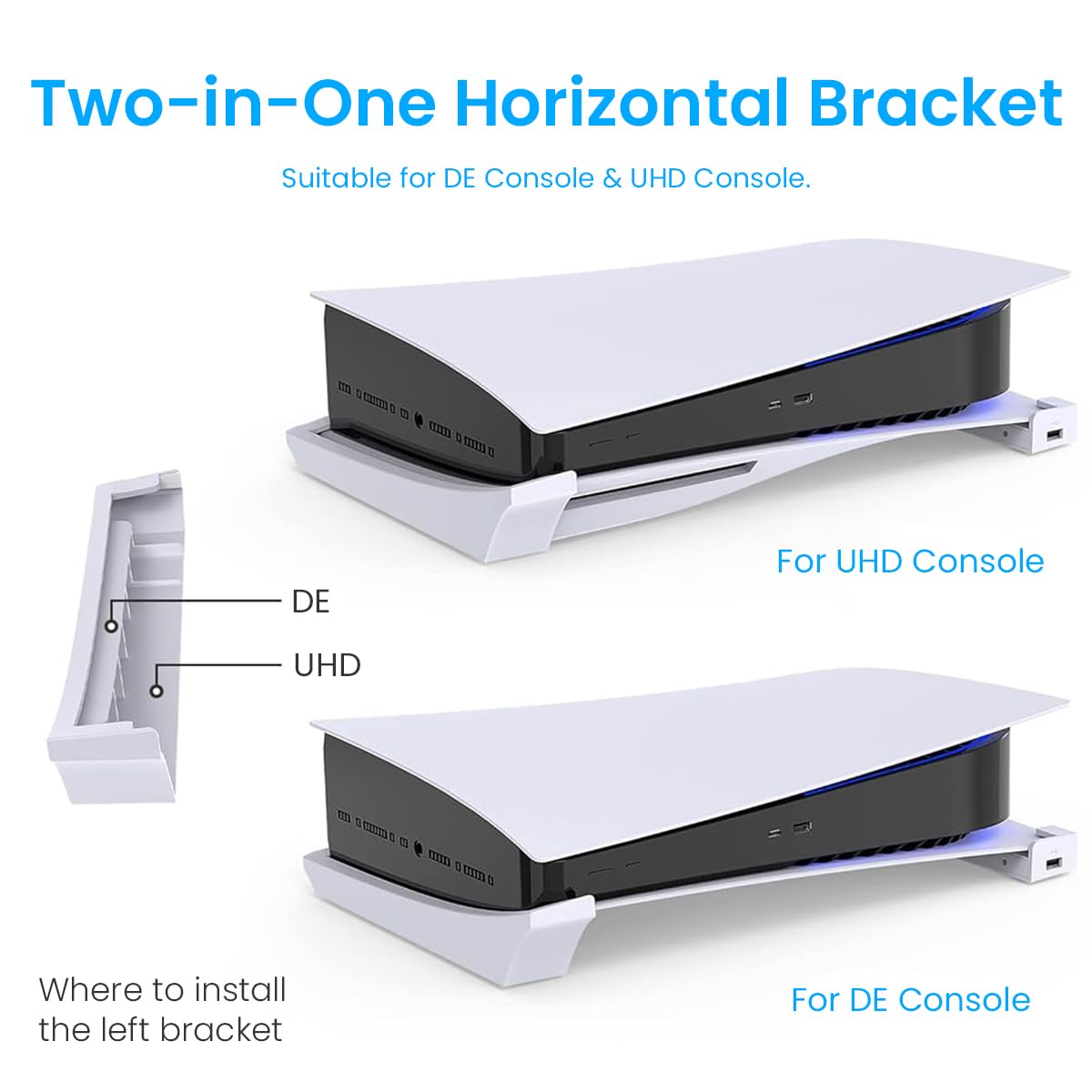 ZORBES Horizontal Stand for PS5 Console Playstation 5 Disc & Digital Edition Console Desk Top Stand with 4 USB Ports Horizontal Stand for Playstation 5 Disc & Digital Edition