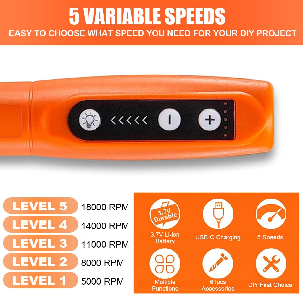 Verilux Handheld Polishing Machine Electric Sander Grinder Drill Pen Kit with Accessories Multipurpose Polishing Machine Drill Pen for Nail Art, Engraving, Drilling, Carving & DIY Crafts Use