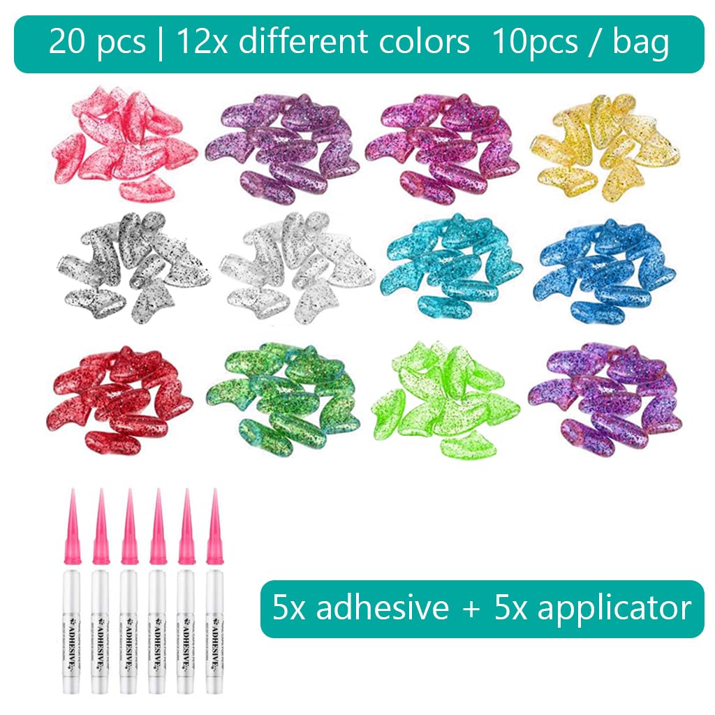 Qpets Cat Nail Caps, Soft Cat Nail Protector Covers Pet Cat Paws Caps, Anti Scratch Cat Nail Art Pet Claw Care for Cats Dogs - 120Pcs & 12 Colors