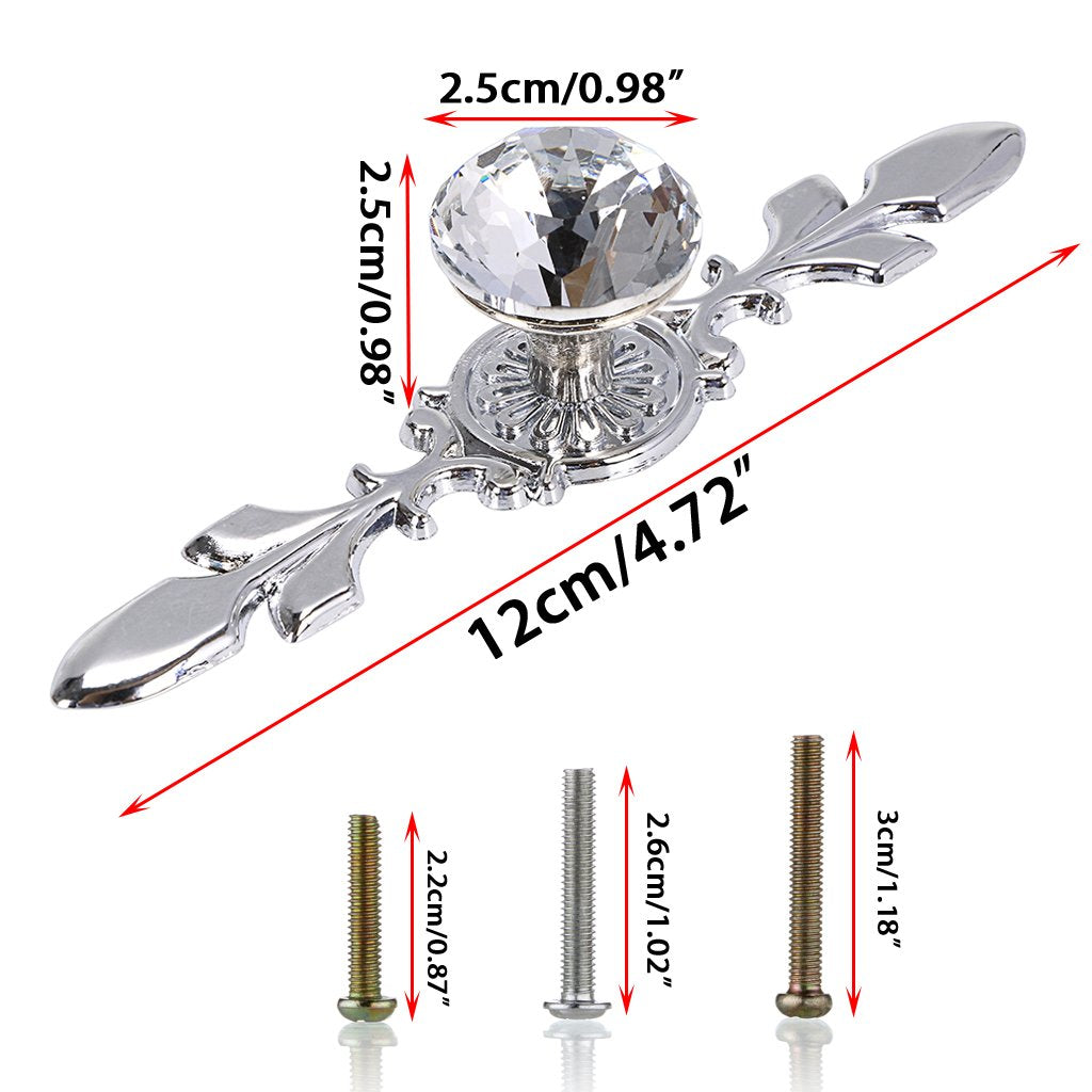 HASTHIP 4 Pack Knobs for Drawers Pull Handles Drawer Knobs- Crystal Glass Diamond Decorative Knobs with Plate, Cabinet Cupboard Door Knobs with Screws
