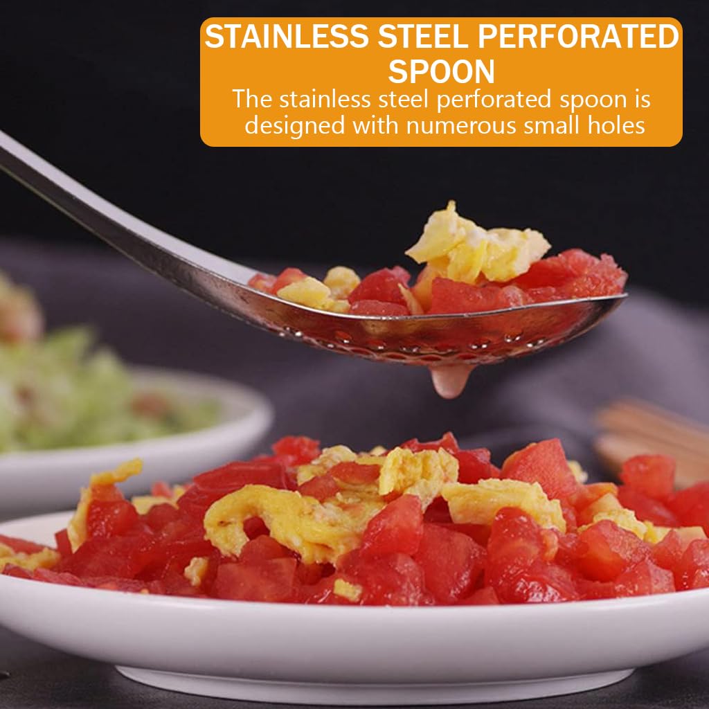 Supvox 4Pcs Spherification Spoon, Stainless Steel Caviar Spoon Perforated Slotted Spoon Kitchen Cutlery Set (Silver)