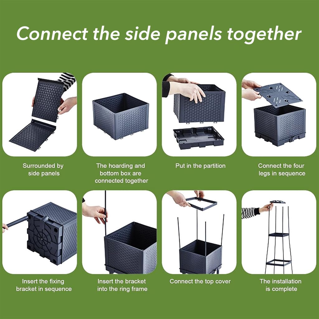 HASTHIP Planter Box for Twining Plants, Clinging Plants, Tendril Plants, Climbing Vegetables, Vegetables Pots for Home Garden with Draining Holes & Trellis