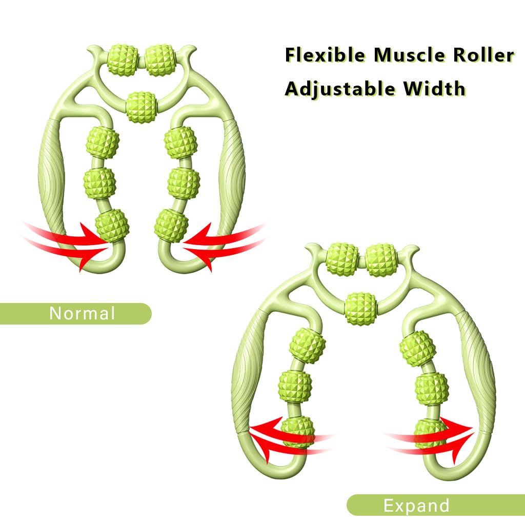 Optifit 9 Wheels Handle Roller, Manual Muscle Massager for Fascia, Neck, Arm, Elbow, Hand, Leg, Calf, High Density for Physical Therapy, Soreness Relieve Pain, Foam Roller for Tissue Massager