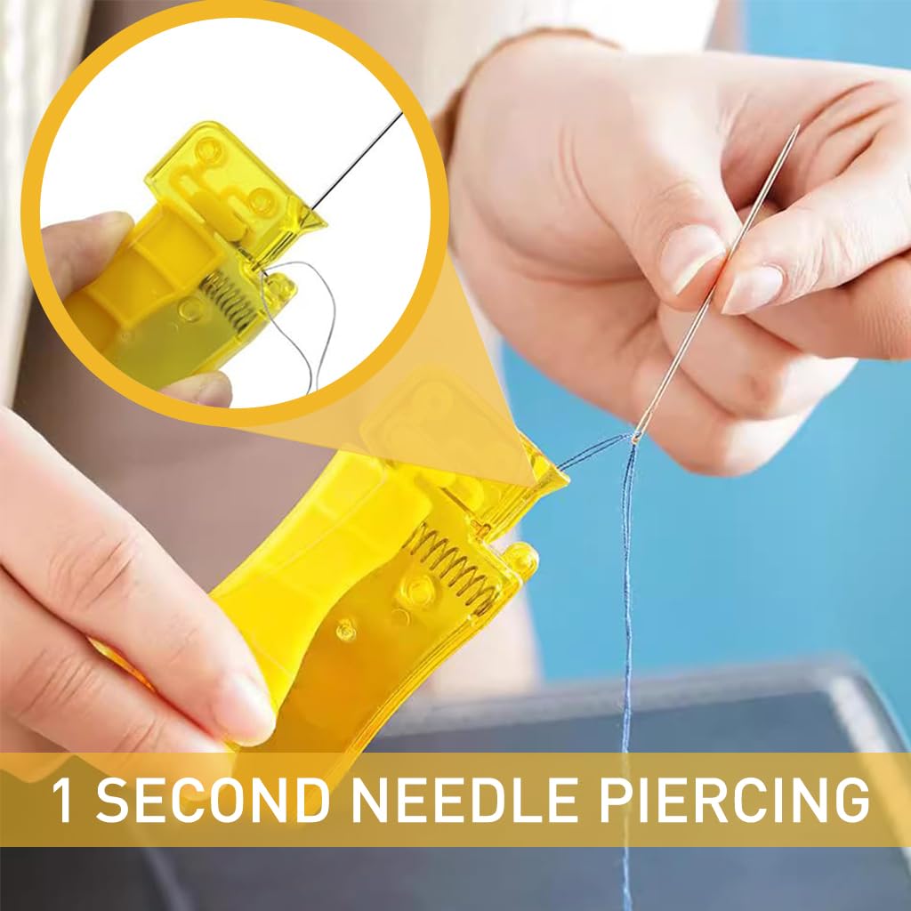 HASTHIP 5Pcs Easy Threading Tool Quick Needle Threaders for Hand Sewing Spring Loaded Quick Needle Threaders Versatile Self-Thread Tool for Hand Sewing, Embroidery Art