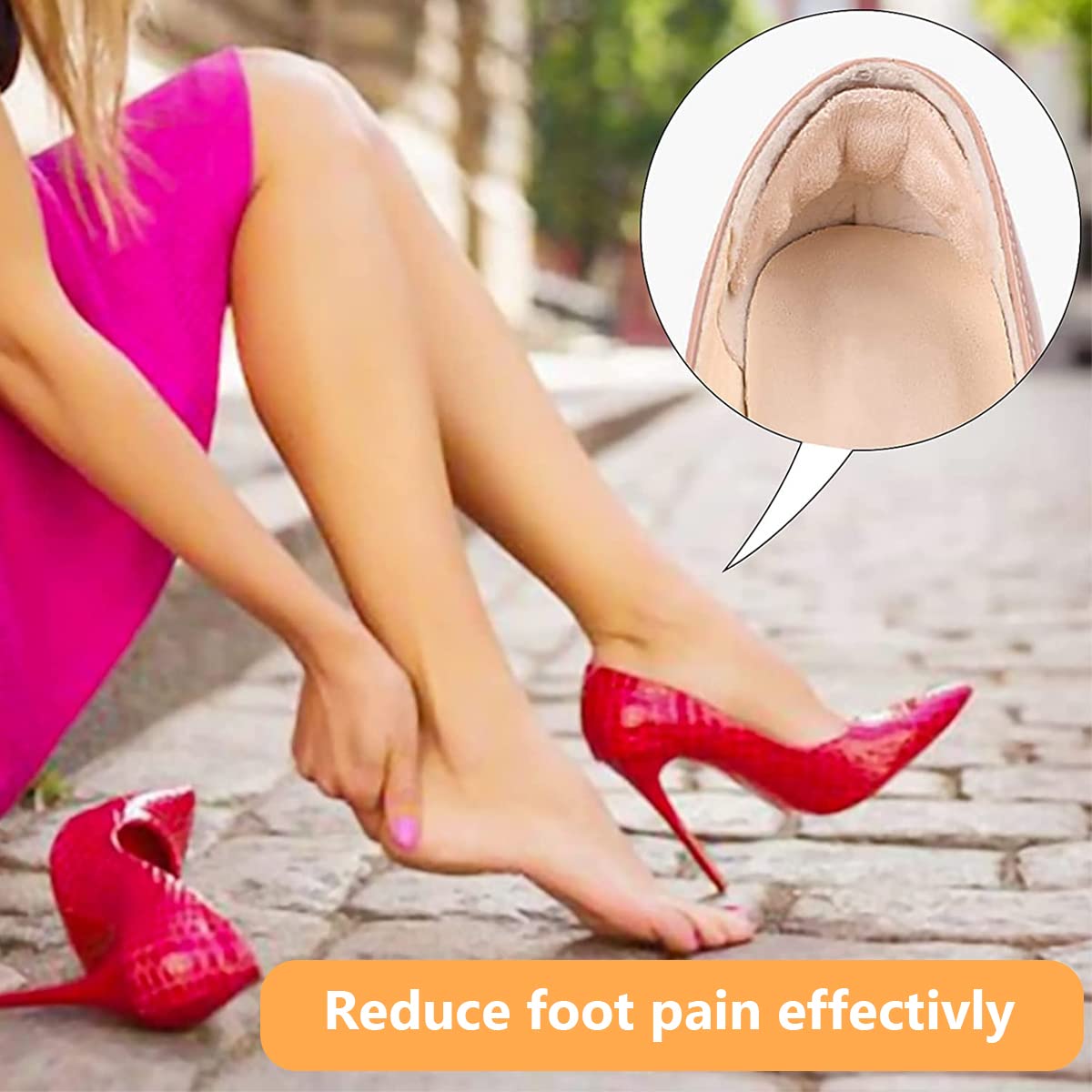 HANNEA 4 Pairs Ball of Foot Cushions, High Heel Inserts, Foot Pads, Soft Gel Heel Insole Pads, Non-Slip Metatarsal Pads for Women, Comfortable Forefoot Cushions, Idea for Foot Pain Relief