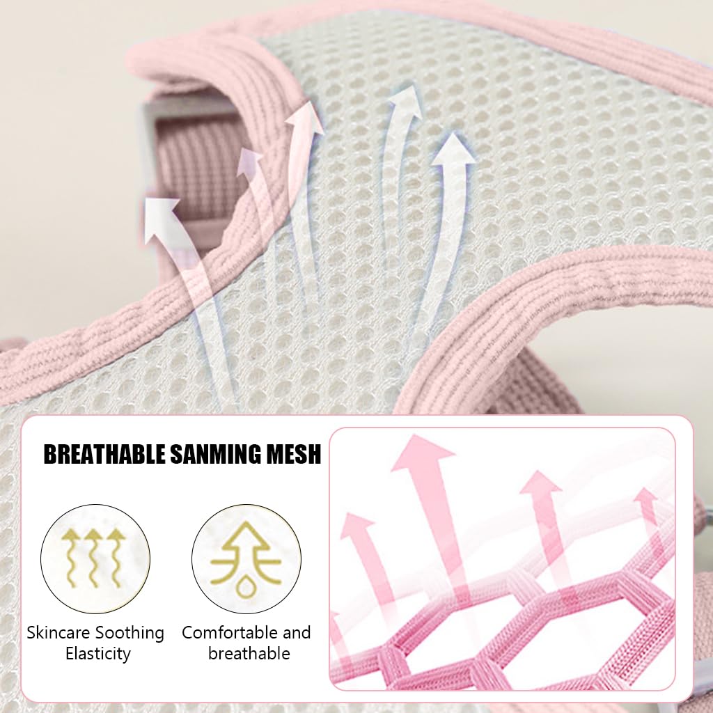 Qpets Cat Vest Harness with 1.2m Leash, Adjustable Size Pet Vest Harness with Quick Release Buckle Breathable Fabric Cute Cat Harness for Small Cat Puppy(M, Chest 31-42CM, Neck 28-35CM)