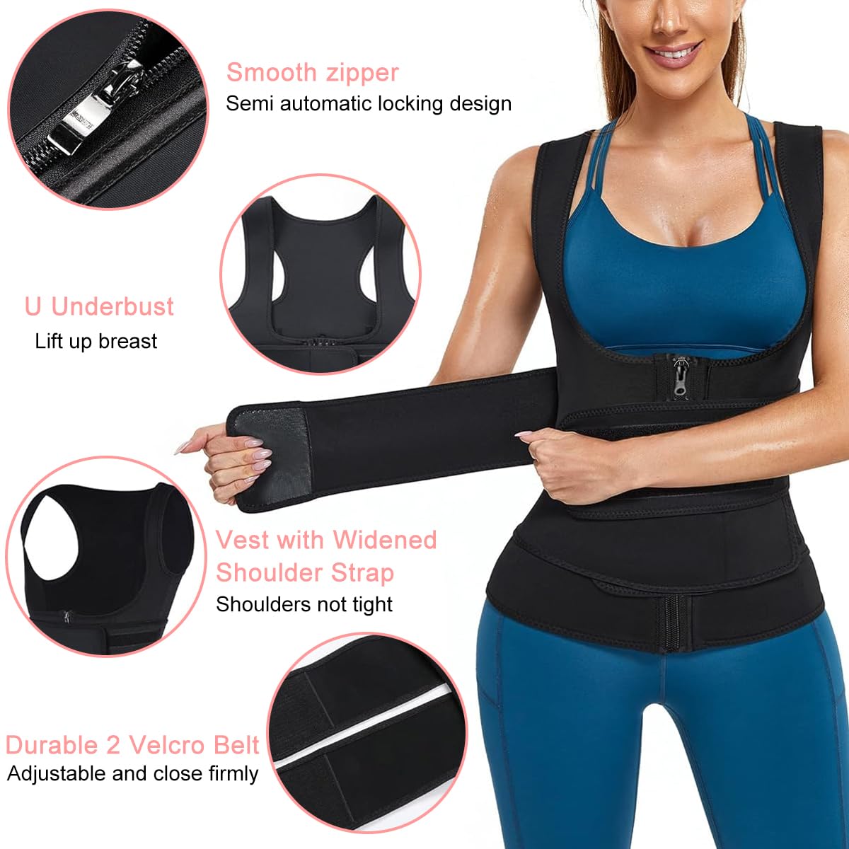 PALAY Waist Trainer for Women Vest Style Waist Belt Waist Breast Push Up Waist Trainer Body Shaper Workout Slim Belly Band for Tummy Tuck (L)