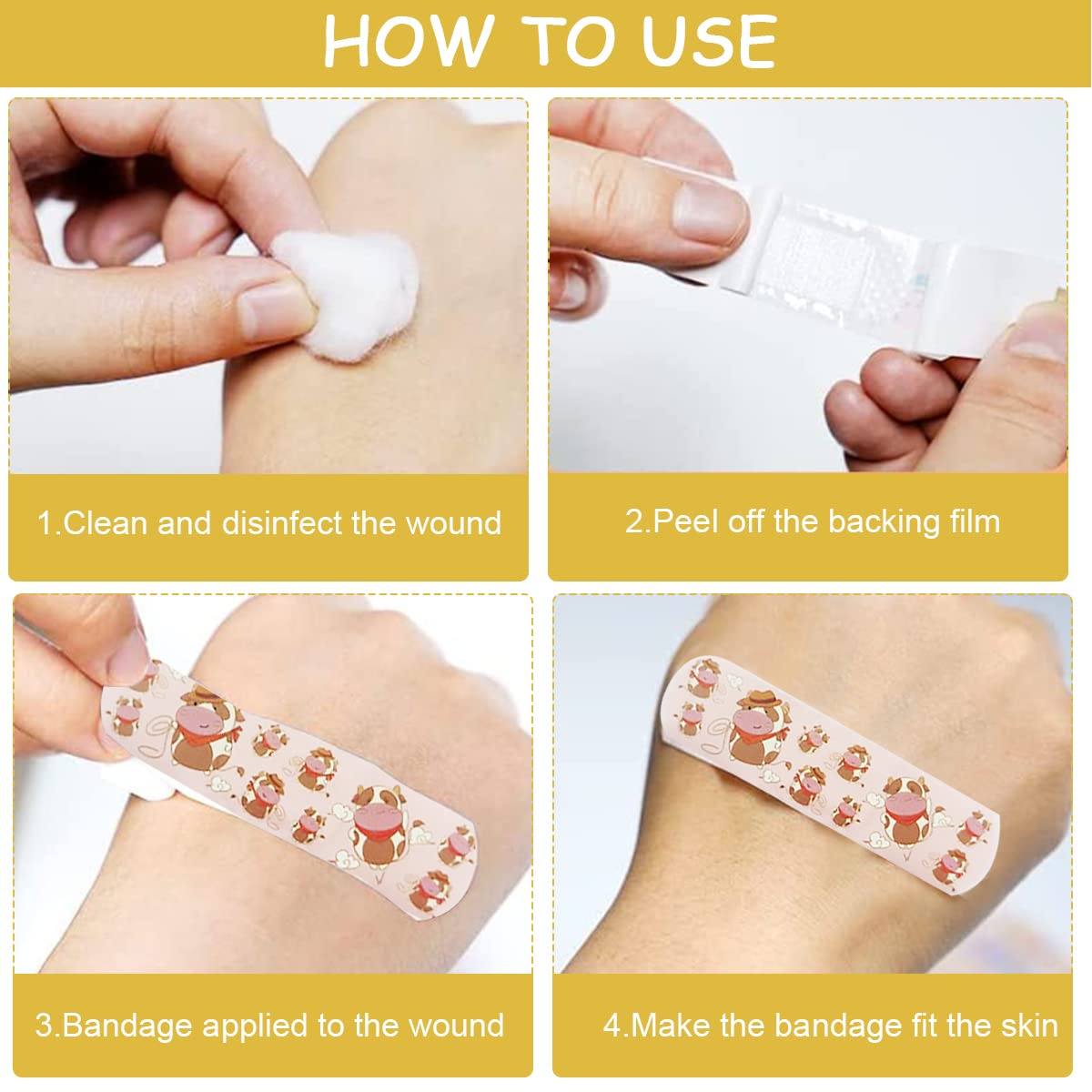 MAYCREATE 120 Pcs Band Aid Kids Waterproof Band Aid Strips Breathable Children's Printed Cartoon Band-Aid Mini Cute Stretch Hemostatic Stickers Combo Set