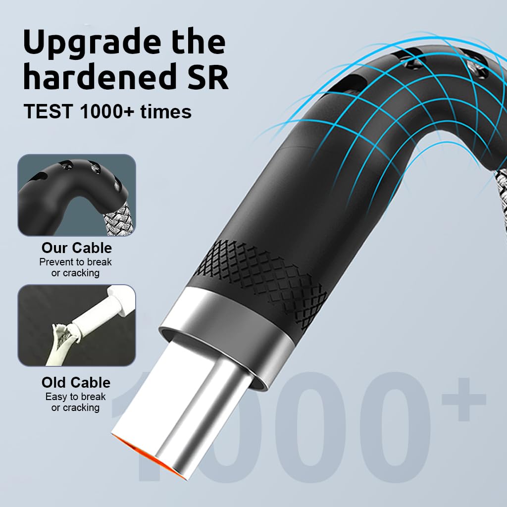 Verilux TYPE C Charging Cable 62W 3.1A Fast Charging Cable 10ft Long TYPE C Charging Cable Data Cable Support 480Mbps Data Transmission Compatible with Phone, Tablet, PS5 & More C Type Devices