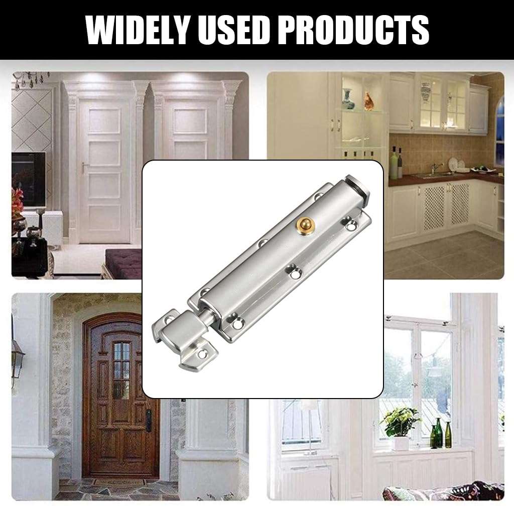 HASTHIP Auto-Retracting Spring Door Latch - Stainless Steel Safety Bolt with Advanced Mechanism, Secure Screw Mount for Home & Apartment Security, Ideal for Families with Children & Pets