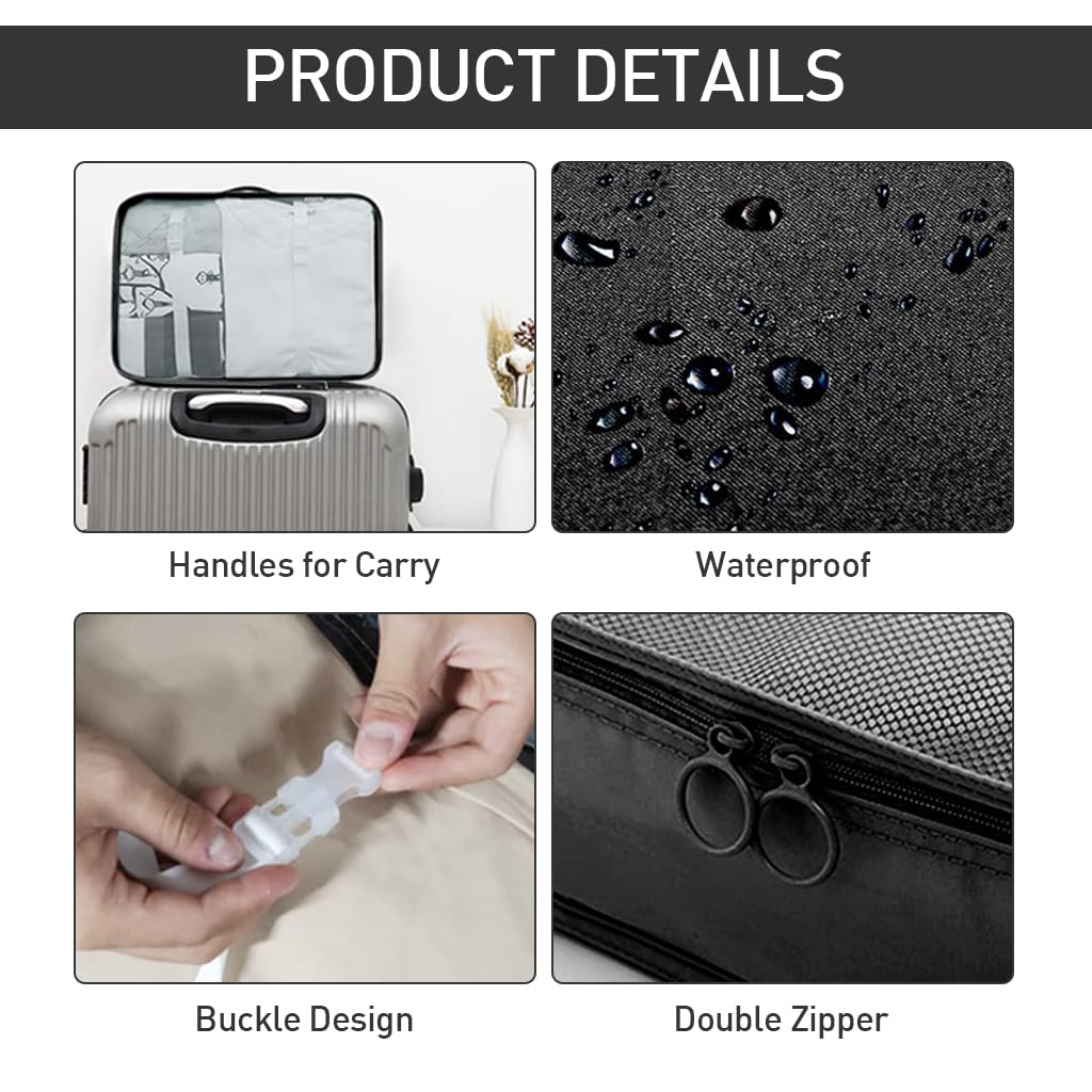 HASTHIP 8Pcs Travel Bags for Luggage Transparent Mesh Zipper Travel Organizer Packing Bags Travel Toiletries Organizer Hanging Makeup Organizer Portable Travel Bags for Clothes, Makeups, Toiletries