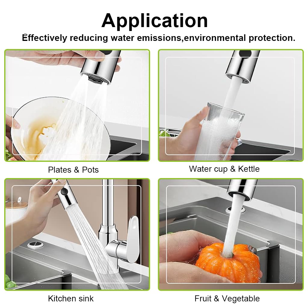 HASTHIP 360° Swivel Tap Extender for Kitchen Sink, Kitchen Tap Extension with 3 Flow Modes Tap Faucet, Kitchen Sink Tap Wash Basin Taps Water Saving Splash Proof Faucet Replacement Faucet Tap Adapter