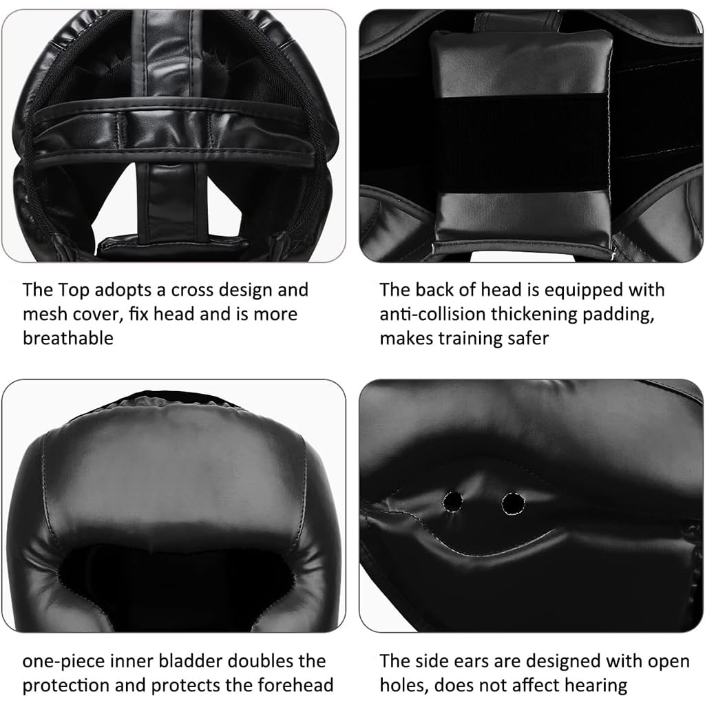 Optifit Boxing Head Guard for Adult&Kid, PU Leather Padded Pad Boxing Headguard for Boxing Training, Kickboxing, MMA, Sparring Sessions, Durable Soft Padded Headgear, Head Fall Protection
