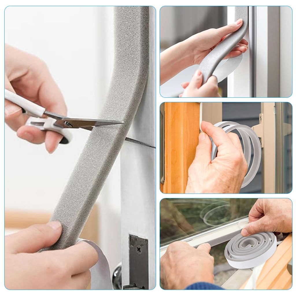 HASTHIP Window Gap Filler Strip Gap Sealing Tape Self-Adhesive Foam Tape Gap Sealing Tape 3cm x 200 cm Noise Reduction Windproof Window Gap Sealer Foam Strip