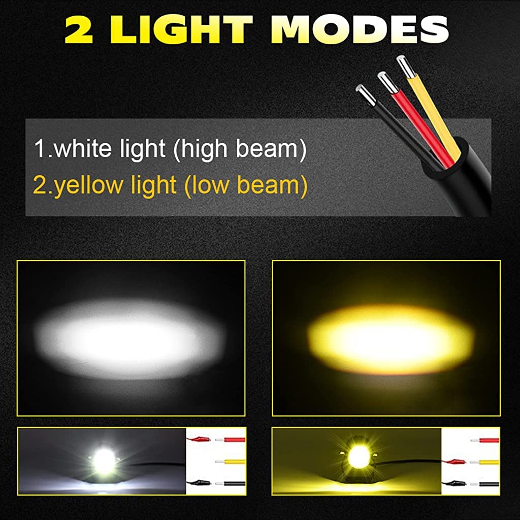 STHIRA 2Pcs Fog Lights for Motorbike, Fog Light for Motorcycle, 6000LM LED Fog Lights 60W Amber White Headlight for 12V/24V Car Fog Light Fog Driving Lights 1.3