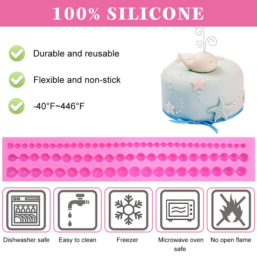 HASTHIP Cake Fondant Mold Chocolate Chips Mold Food Grade Silicone Fondant Strip Chocolate Beads Strip Molds for Cake Decoration DIY Baking Mold Cake Topping Mold 22.5x4.2cm