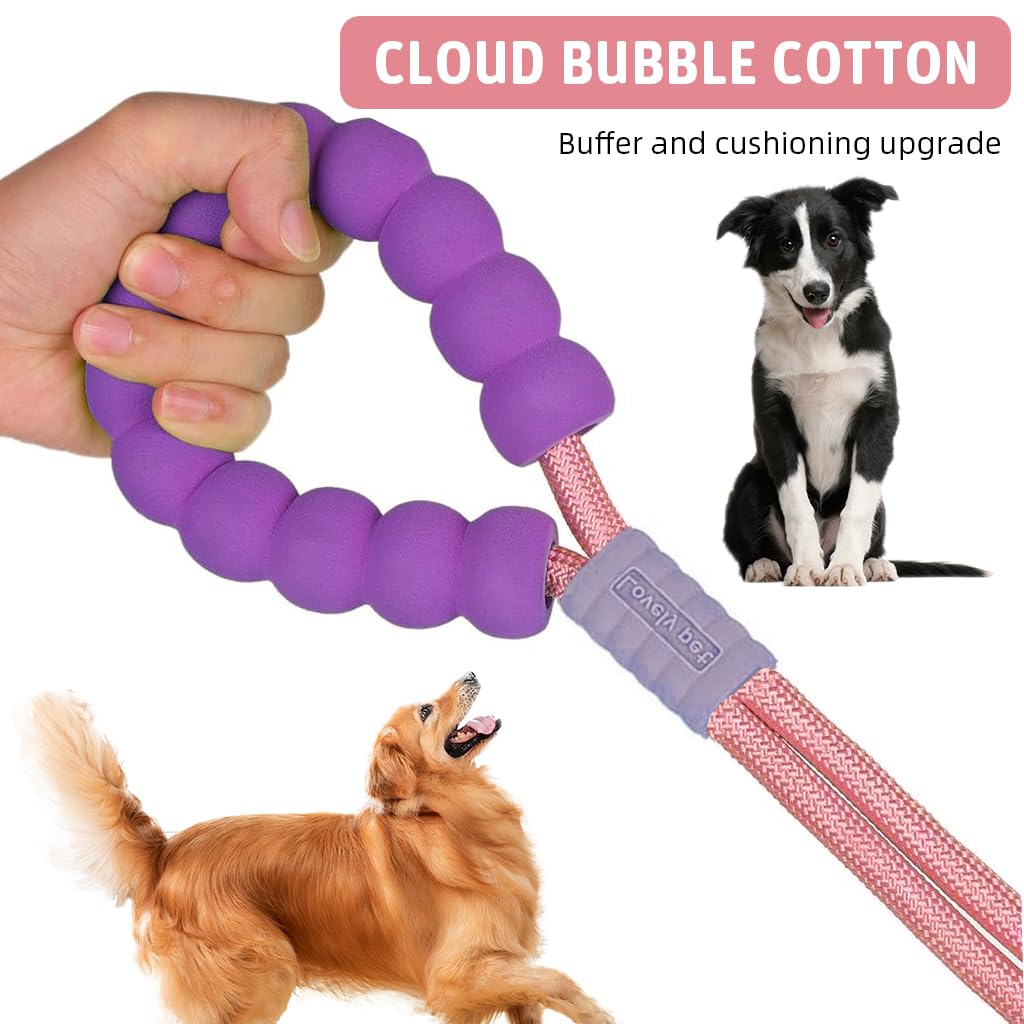 Qpets 5ft Dog Leash with 360 Degree Swiveling Alloy Attachment Buckle Nylon Woven Dog Leash No Pull Dog Leash with Soft Padded Handle & Extra Attaching Carabiner, Pink