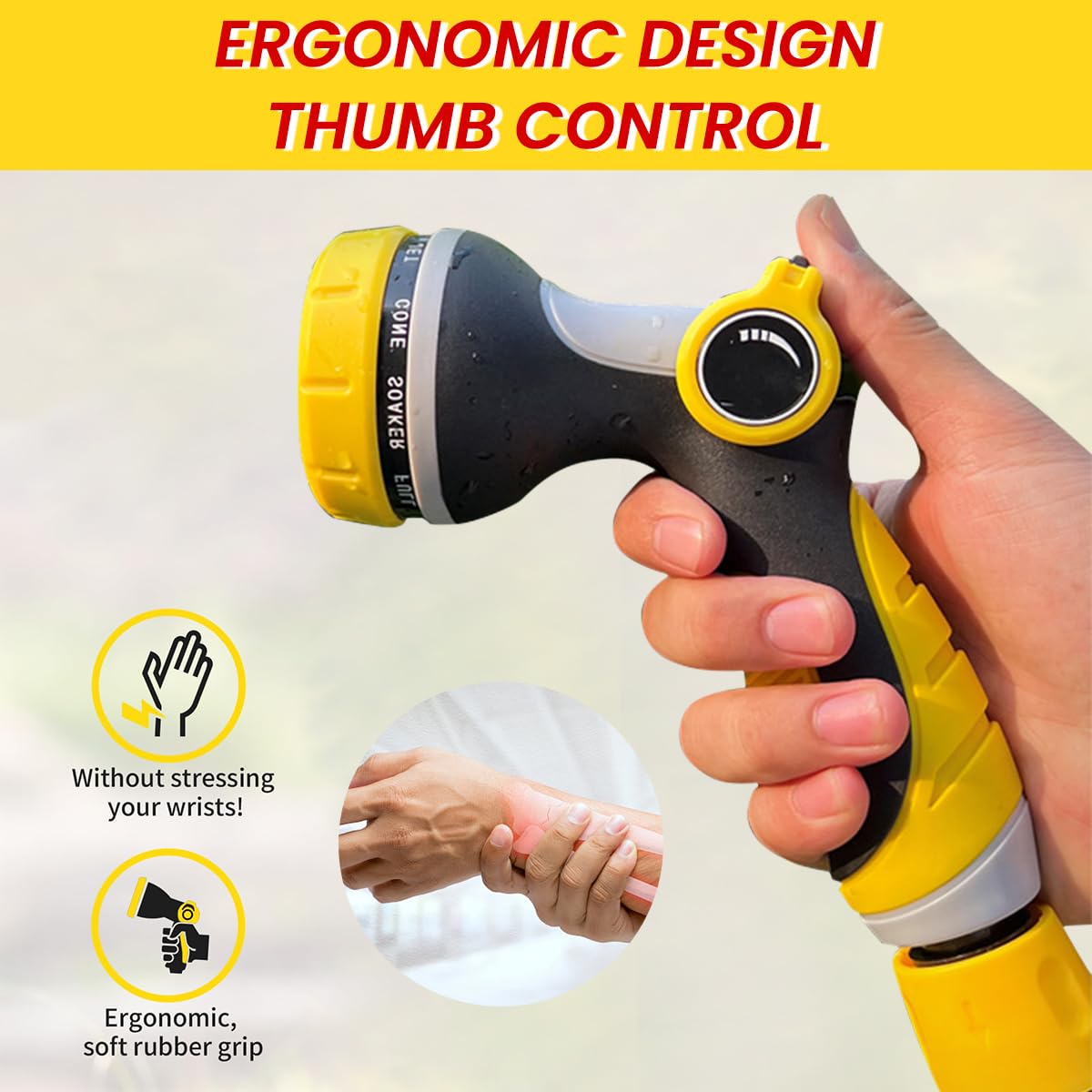Serplex Hose Nozzle Sprayer with Multi Sprayer Adapters Gardening Hose Nozzle Sprayer with 10 Spray Modes Water Saving Hose Nozzle Sprayer Universal Hose Nozzle Sprayer for Irrigation, Car Washing