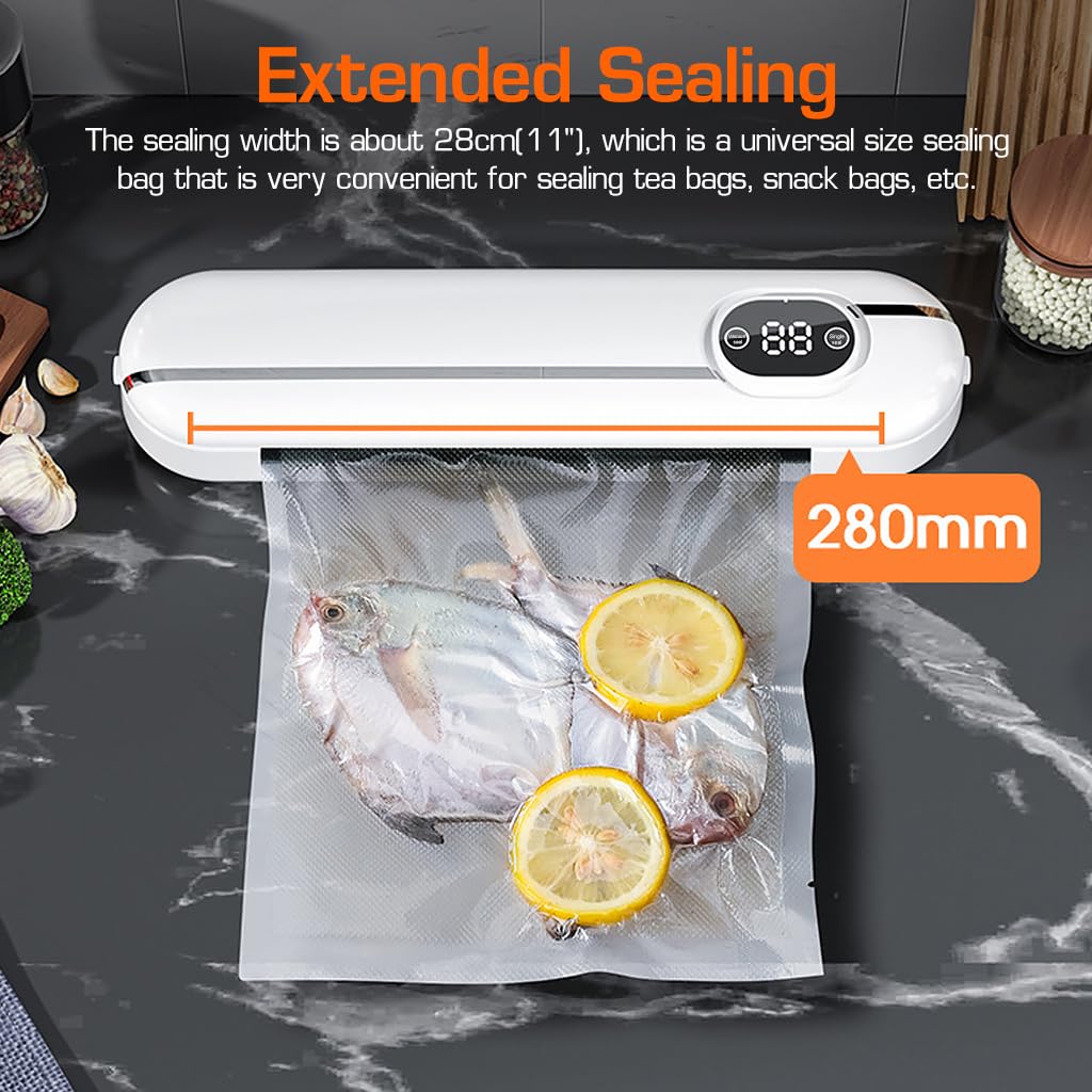 Supvox Vacuum Sealer Machine Full Automatic Food Sealer Vacuum Sealer with 10 Vacuum Sealer Bags Rechargeable Vacuum Sealer Machine Dry & Moist Vacuum Sealer
