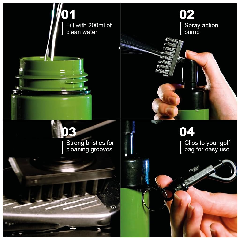 Proberos 2 in 1 Golf Club Cleaning Brush Sprayer Cleaning Brush Golf Club Groove Cleaning Brush Golf Club Accessories Shoe Cleaning Brush Versatile Cleaning Brush