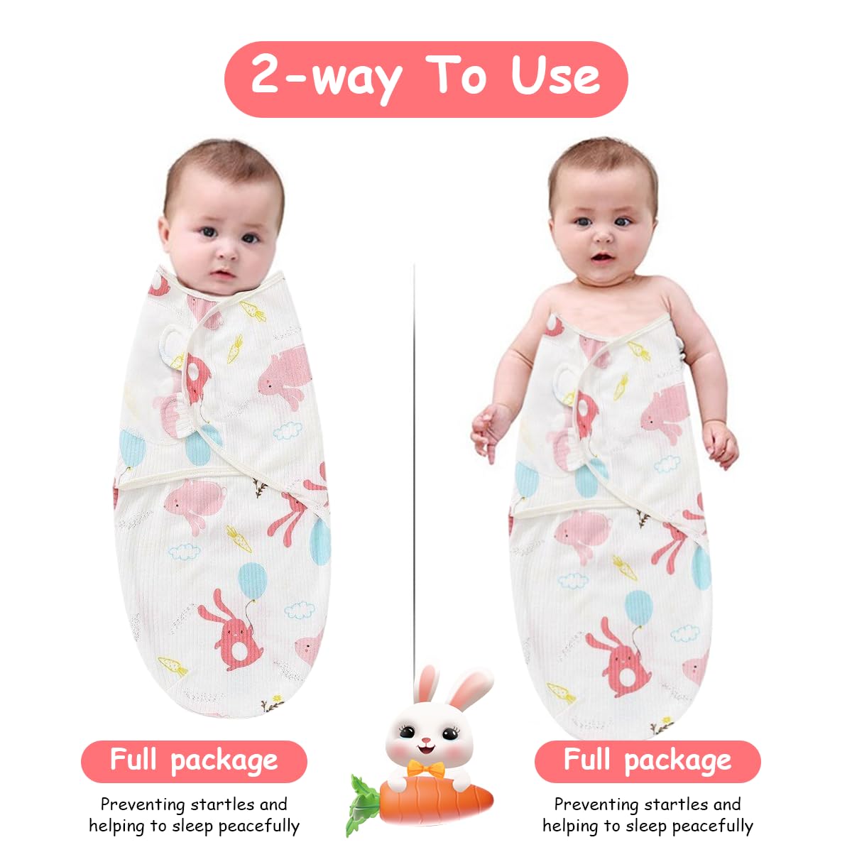 SNOWIE SOFT Swaddle for New Born Baby Muslin Cloth for Baby with Infant Cap, Baby Swaddle Wrap, Cocoon Style Newborn Swaddle for Sleep Cartoon Print Swaddles for New Born Baby 0-6 Months Newborn Gift