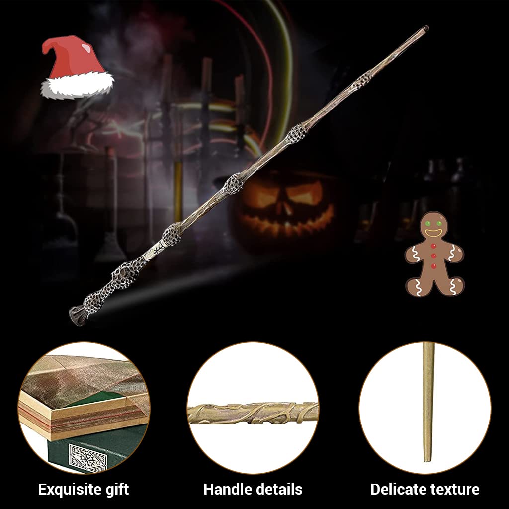 PATPAT Harry Potter Wands with Ollivanders Wand Box,Premium Polyresin & Metal,Party Costume Accessory for Halloween Cosplay Masquerade Christmas Gifts - Dumbledore (Multicolor)