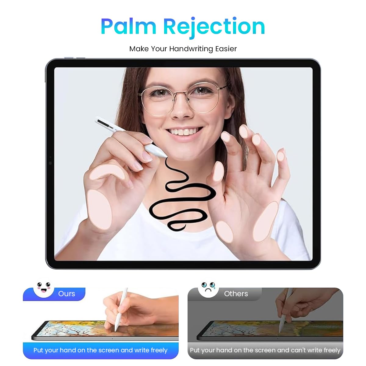 Verilux Stylus Pen for iPad, USB-C Apple Pencil with LED Power Display, Non-Bluetooth Connection Stylus Pen Compatible with iPad Pro 12.9/11