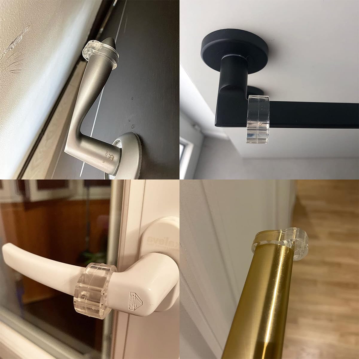 HASTHIP 6Pcs Door Knob Wall Protector, Door Handle Buffers, Self Adhesive Door Stoper Knob Pads, Soft Rubber Wall Protectors Shield for Preventing Damage to Cabinet, Handle, Bedroom, Bathroom