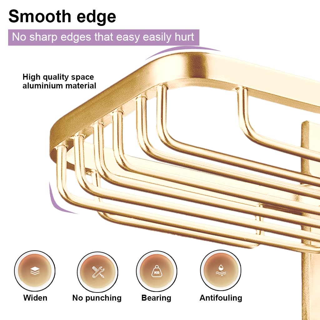 HASTHIP Double Soap Holder for Bathroom, Soap Stand for Wash Basin, Soap Dish Holder Wall Mounted, Rust Proof Metal Self Draining Soap Tray, Wall Mounted Soap Dish for Shower