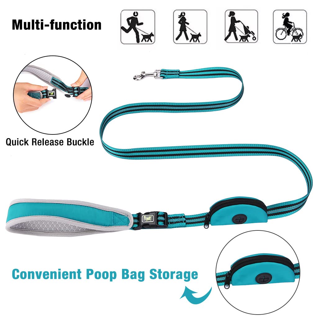 Qpets 1.5m Dog Belt for Small Dogs with Poop Bag Zipper Organizer Design, Nylon Rope, Leash for Dog with Comfortable Padded Hand Grip Quick Release Buckle for Walking Slip Leash