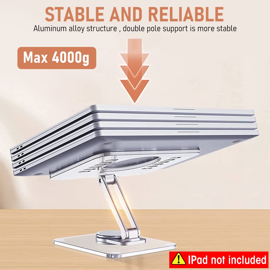 Verilux Desktop Tablet Stand Riser 360° Rotatable Tablet Stand Acrylic Transparent Tablet Riser Rack, Foldable Tablet Stand Holder Universal Stand Rack for Tablet, iPad, Phone, Kindle