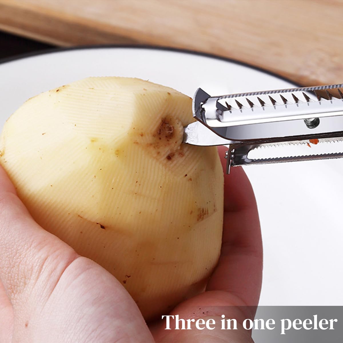 Supvox 3 in 1 Multifunctional Vegetable, Fruit Peelers, Stainless Steel Peeler for Potato Apple, Veggies Carrot Kiwi Cucumber Sweet Potato- 2 Pack