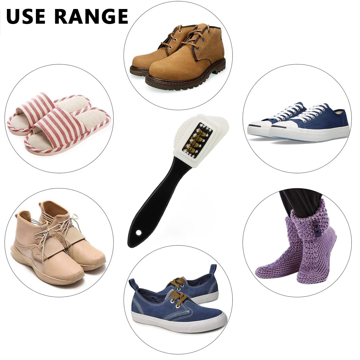 HASTHIP 3 in 1 Suede Shoe Cleaner Brush, Cleaner for Suede Boots, Cleaning & Refreshing Brush for Suede Leather Products with Brass & Nylon Bristles