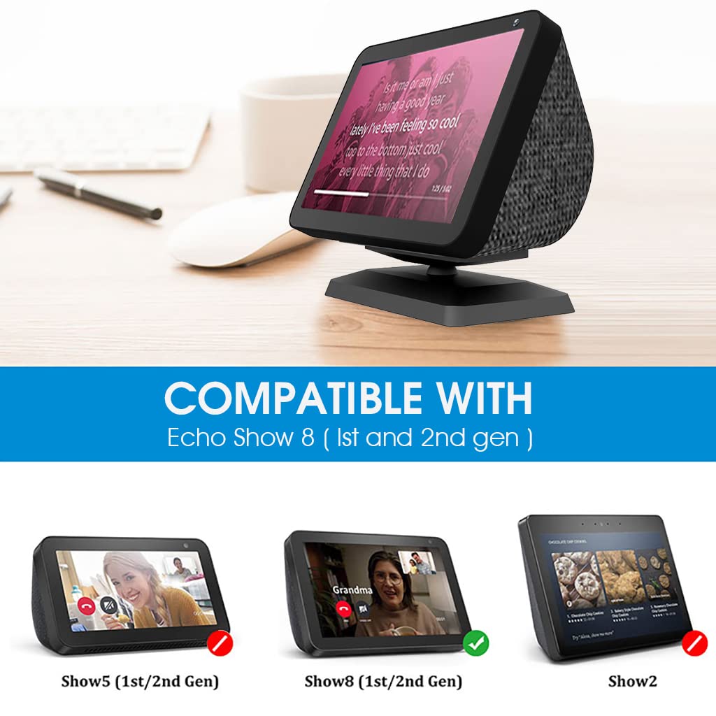 ZORBES Base Stand for Echo Show 8 1st /2nd Gen Desktop Holder for Amazon Echo Show 8, Adjustable Angle Magnetic Holder for Smart Home Monitor, Amazon Echo Show 8 Accessories(Stand Only)