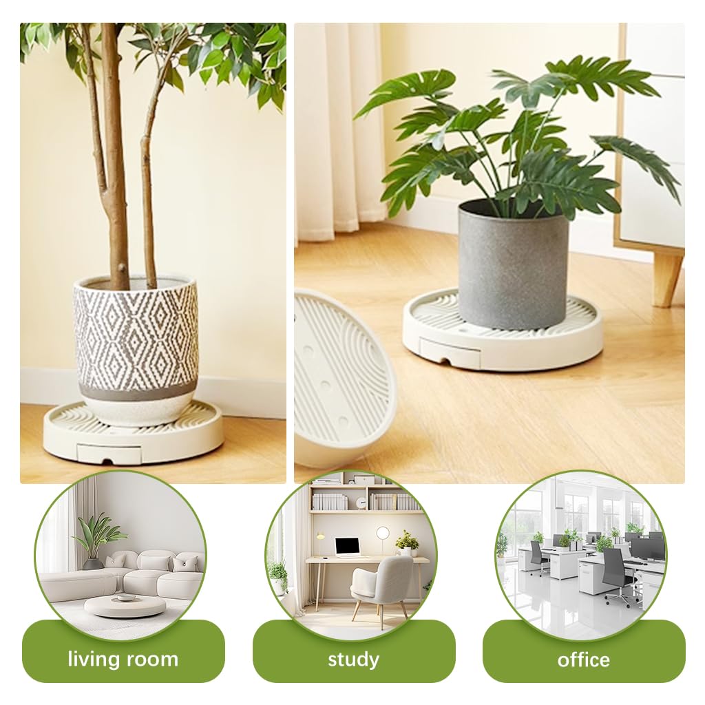 HASTHIP Flower Pot Caddy Plant Dolly for Planter Pots 12 Inches Plant Pot Caddy On Wheel Multifunctional Plant Pot Caddy with Drainage Tray 360° Moving Plant Pot Stand